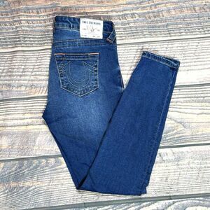 True Religion Halle Mid Rise‎ Super Skinny Blue Denim Jeans Women's Size 28 EUC